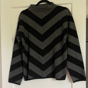 Catherine Malandrino Black & Gray Chevron Mock Neck Sweater